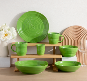 Wholesale Custom Pastel Swirl Ceramic <b>Dinner</b> <b>Set</b>, Colorful Ribbed Stoneware Tableware, Free Design & Logo Available For Wedding - Product Image 3