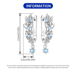 Pendientes/argollas de mariposa de latón blanco desmontables, muy vendidos, regalo original y exclusivo para chicas - Product Image 2