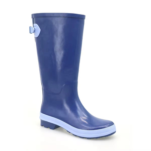 Bottes <span class=keywords><strong>de</strong></span> <span class=keywords><strong>pluie</strong></span> Wellington en caoutchouc pour femmes YL3529 personnalisées, bleues, hautes jusqu'au genou, antidérapantes, imperméables, pour l'extérieur - Product Image 1