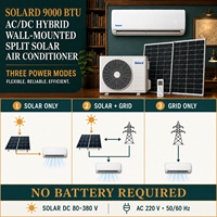 AC Tenaga Surya 9000 BTU 100% Grid DC Inverter Wall Split Hybrid Pendingin Pemanas Senyap 48V DC Rumah Tangga