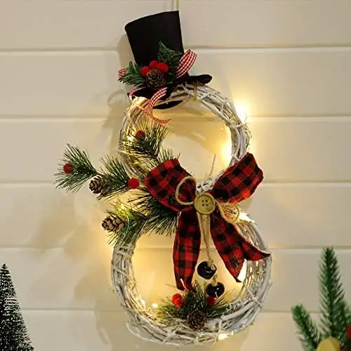 क्रिसमस स्नोमैन के आकार की पुष्पचक्र फांसी पर लटकाए लटकाए हुए घर की सजावट