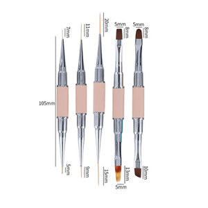 Double Ended Nail Art Liner Brush Synthetic Hair Metal Handle for Gel Polish Application Striping Painting Manicure Brush - Product Image 6