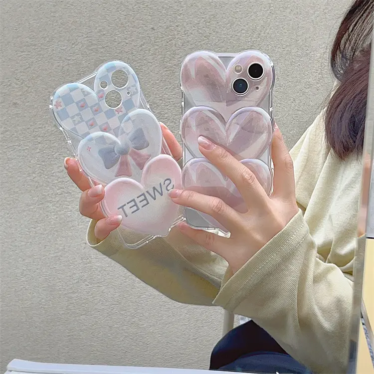 Fashion Ins New Design 3D Stacked Love Bow Sweet Mobile Phone Case For Iphone 13 Pro 12 Pro 11 Pro Max Clear Soft Silicone Cover