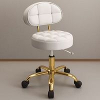 Chaise de maquillage en cuir doré de luxe, cadre en métal, usage général, mobilier de salon pour salons de beauté, coiffure, coupe de cheveux pour hôtels