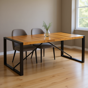 Mesa de Comedor de Madera de Mango Sólida, 78.7x39.4x29.5 Pulgadas, Patas de Metal, Diseño Industrial Moderno Rectangular, Muebles para el Hogar - Product Image 2