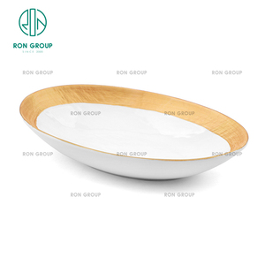 Hiện Đại Hoàng Gia Hình Bầu Dục Vàng <span class=keywords><strong>Melamine</strong></span> Sứ Bộ Đồ Ăn 9 Inch Dịch Vụ Thực Phẩm Món Ăn Tấm Cho Khách Sạn Nhà Hàng Bữa Ăn Tối Dao Kéo - Product Image 6