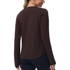 FOXA T-shirt de sport à manches longues pour femme, col rond, ajusté, en polyester uni, pour la randonnée - Product Image 1