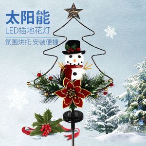 <b>Solar</b> Led Christmas Tree Snowman <b>Ground</b> <b>Light</b> Outdoor Garden Decoration With <b>Solar</b> Panel Easy Installation - Product Image 1