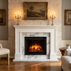 Insert de Cheminée Électrique de Luxe 60 Pouces avec Couleurs de <span class=keywords><strong>Flamme</strong></span> Réglables et Contrôle par Écran Tactile pour Villa, Complexe Hôtelier, Suite, Hall d'Hôtel - Product Image 1