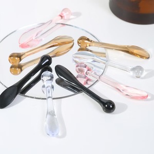 Spatula Makeup kecantikan wajah kecil, masker sendok kosmetik plastik bening/hitam/merah muda/coklat
