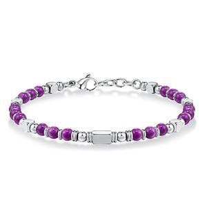 Wholesale Customizable Classic Natural Stone Unisex Stretch Beaded <b>Bracelet</b> Rose Quartz <b>Amethyst</b> Stainless Steel Beads Gift - Product Image 2