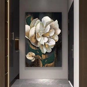 Sang trọng vẽ tay hiện đại đẹp màu đen vàng long lanh hoa kết cấu Acrylic handmade trừu tượng vải sơn tác phẩm nghệ thuật sang trọng - Product Image 2