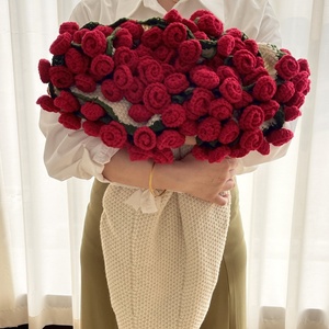 Manta de ramo de rosas tejida a mano lista para usar, para flores de lirio de los valles y margaritas de ganchillo, decoración del hogar y regalos festivos - Product Image 5