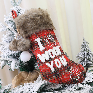 YQ-013 Faux Furry <strong>Large</strong> Dog Paw <strong>Christmas</strong> <strong>Stocking</strong> 18 Inches - Product Image 4