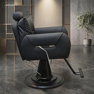 Chaise de salon de coiffure de luxe léger style Ins, base dorée, dossier haut, chaise de coiffage rembourrée et moelleuse, mobilier de salon tendance pour la beauté des cheveux - Product Image 5