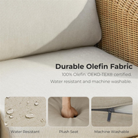 Ensemble de conversation en rotin PE pour l'extérieur 360 °   Ensemble de canapés en rotin pivotants pour patio, idéal pour jardin, villa, bord de piscine