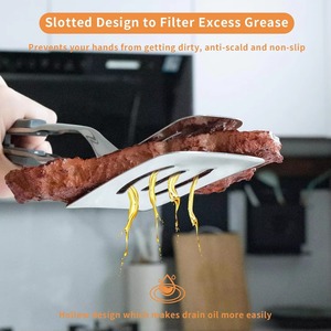 Pinzas multifuncionales de acero inoxidable para parrilla, espátula bloqueable para barbacoa, pinzas de doble propósito para carne, huevos fritos y alimentos, para cocina - Product Image 6