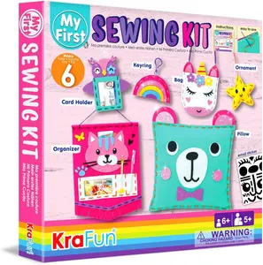 High quality super cute simple 6 easy diy needle sewing kit projects stuffed animals dolls plush pillow craft for children gifts