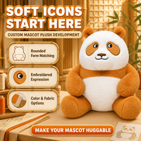 Peluche personnalisée OEM/ODM Panda Orange, design assis arrondi avec visage brodé pour collections de détail