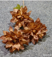 Bunga Dahlia Sutra Buatan Vintage 3 Kepala, Lukisan Minyak, Bunga Palsu, Dekorasi Pernikahan, Latar Belakang Pesta, Thanksgiving