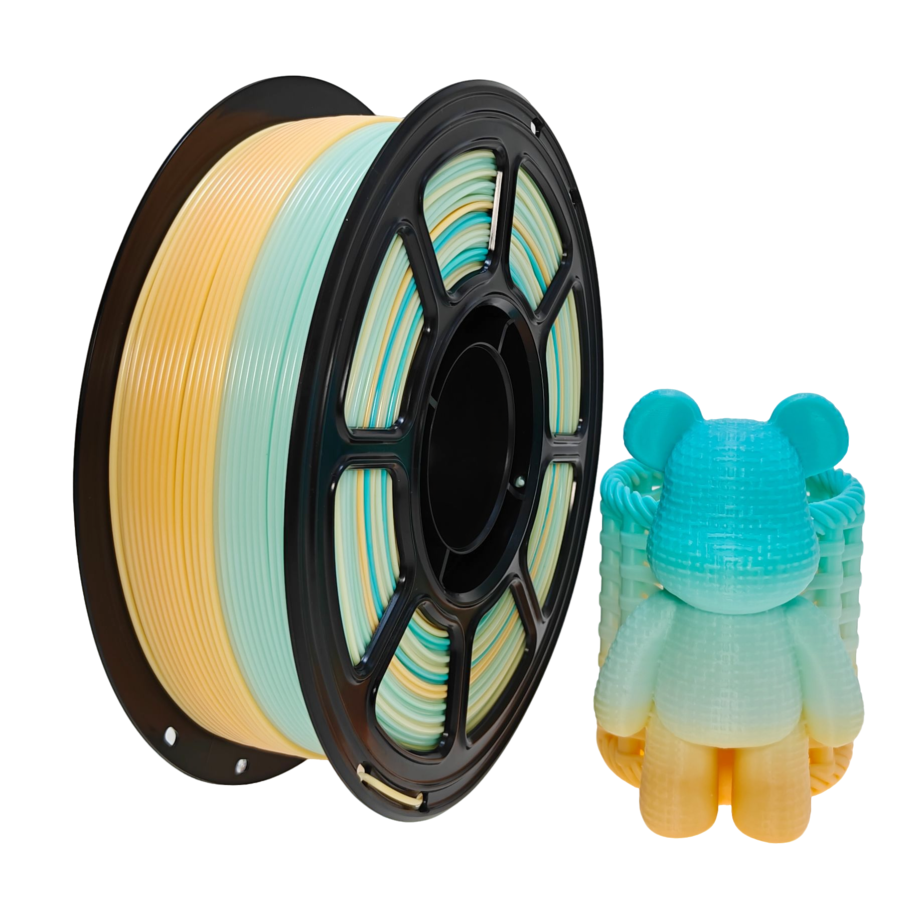 Pla transparent arc-en-ciel bleu blanc orange