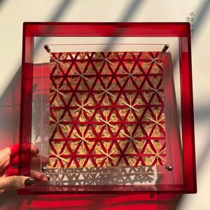 Bamboo Woven Acrylic Wall Art Red <b>Square</b> <b>Frame</b> Decorative Gift Home Decoration Chongqing Craft - Product Image 1