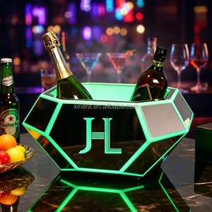 Custom Logo LED Light Up Ice Bucket RGB Color Changing Diamond Shape Champagne <b>Wine</b> Cooler Bucket For Bar Nightclub Party - Product Image 5