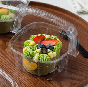 Boîte à gâteau en forme de panier à fleurs à main, boîte à salade de fruits basque, boîte d'emballage transparente pour gâteau mille-feuille à la mousse - Product Image 6