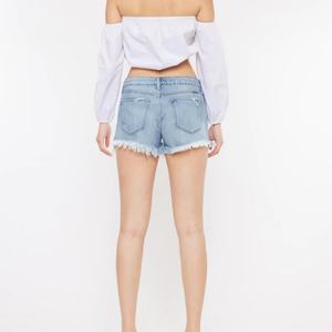 Shorts en jean décontractés personnalisables OEM pour femmes – Vente chaude – Jeans vintage à taille basse avec motif patchwork pour l'automne - Product Image 4