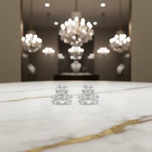 E890 Orecchini in oro bianco con diamanti, taglio rotondo brillante, colore G, diamanti naturali, gioielli da sposa classici da donna - Product Image 2