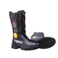 Bottes de pompier à boucles en acier, style américain, avec embout en acier, ignifuges, imperméables, noires