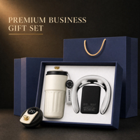 Coffret Cadeau Premium Exécutif : Gobelet Intelligent à Affichage de Température et Masseur Cervical, Logo Personnalisé, Cadeaux d'Entreprise