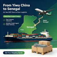 Logistique porte-à-porte DDP par voie aérienne et maritime depuis Yiwu, Chine, pour le transport de piquets de support métalliques vers le Sénégal, Dakar