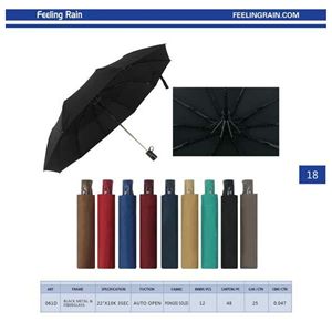 ร่มพับสามตอนกึ่งอัตโนมัติ ขายส่ง โพลีเอสเตอร์ 8 ซี่โครง สีต่างๆ รุ่นกันฝน 061D - Product Image 1