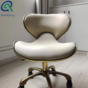 Qunpeng <strong>Salon</strong> Gold Base Styling Metal <strong>Stools</strong> Beauty Chairs Adjustable Pedicure Manicure <strong>Stools</strong> Swivel Barber Chairs with Wheel - Product Image 3