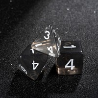 Lot de 7 dés polyédriques en acrylique noir fumé, personnalisables, vente directe d'usine, avec chiffres blancs pour jeux de société