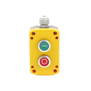 XDL722-JB213P Push Button Switch Station 22mm 1NO 1NC Pushbutton Switches Box 220v Yellow on off Switch PC Plastic controller