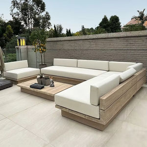 Ensemble <span class=keywords><strong>de</strong></span> canapés d'extérieur en teck moderne en bois massif imperméable pour cour, toit, jardin, terrasse, parc et hôtel, loisirs, combinaison <span class=keywords><strong>de</strong></span> plein air - Product Image 3