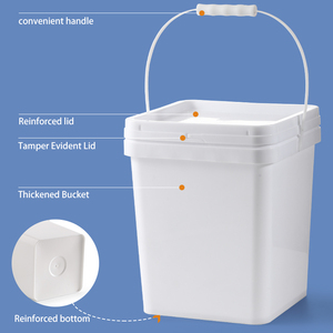 Secchio quadrato bianco da 15 litri da 4 galloni per alimenti con coperchio produttore - Product Image 3