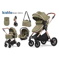 Poussette pliée et multifonctionnelle pour nouveau-né et enfant Kidilo Panier paysagé assis et couché avec deux sièges