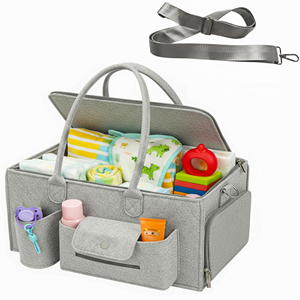 Organisateur de couches en feutre avec couvercle, grand panier pour <span class=keywords><strong>bébé</strong></span> avec couvercle pour le change, indispensables pour la crèche, rangement d'accessoires essentiels - Product Image 1