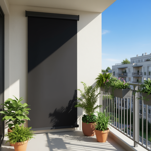 Tenda Laterale per Balcone in Acciaio Nero 41,3 x 98,4 Pollici in Poliestere Montaggio a Parete Stile Moderno - Product Image 2