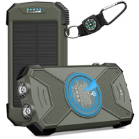 Banque d'alimentation solaire 10000mAh avec charge rapide PD - PN-W05S Charge sans fil et conception de boussole pour les voyageurs Meilleure vente aux États-Unis