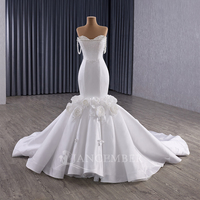 Jancember 251099 belles perles chérie Satin mince sirène mariage 3d robes de fleurs