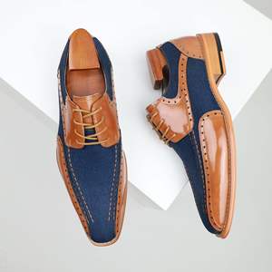 Chaussures Oxford de travail pour hommes Goodyear, motif camouflage, nouveau style, cuir véritable, fabrication artisanale, style rétro, décontracté, à lacets - Product Image 6