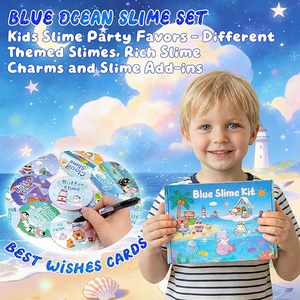 ชุดสไลม์บลูโอเชียนพร้อมโฟมเนยคลาวด์ สไลม์ใสเงาแบบบิงซู ชาร์มส์ตกแต่ง ของขวัญการ์ด สำหรับขายส่ง โรงงานรับผลิตแบบ OEM ODM - Product Image 5