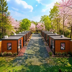 Casa Contenedor Prefabricada Desmontable y Expandible de Lujo con Acabado de Madera, Cabaña de 2 Pisos para Dormitorio, Oficina <span class=keywords><strong>en</strong></span> Casa y Decoración - Product Image 1