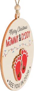 Feliz Navidad, mamá <span class=keywords><strong>y</strong></span> papá, nos vemos en 2026, adorno de madera para futuros padres, regalos para futuros padres 2026 - Product Image 6
