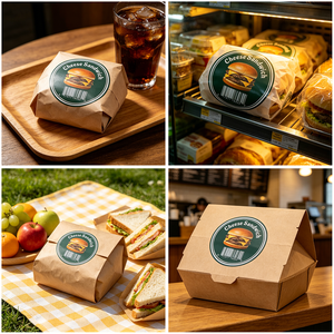 Autocollant personnalisé imperméable en vinyle rond pour logo <span class=keywords><strong>de</strong></span> hamburger, étiquette d'emballage pour restauration rapide, charcuterie, boîte à emporter, scellage - Product Image 6