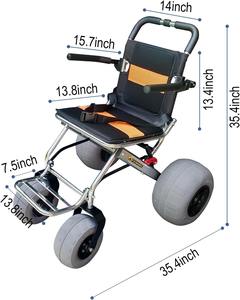 كرسي متحرك يدوي قابل للطي للشاطئ، كرسي متحرك محمول للشاطئ مع مقبض سحب - Product Image 3